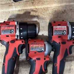 Houston Location AS-IS Milwaukee Hammer Drill Driver and Drill Driver and Impact Driver and Batteries QTY/2 with Charger