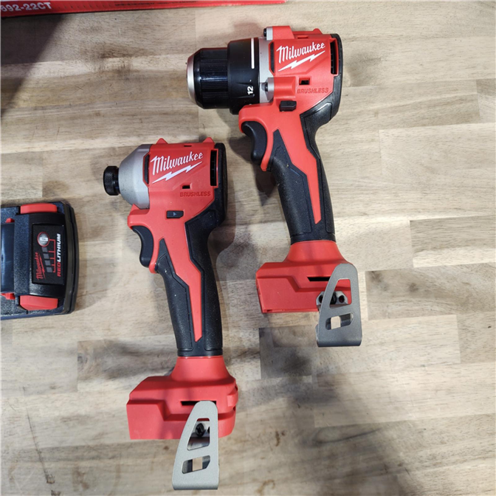 HOUSTON LOCATION - AS-IS M18 18V Lithium-Ion Brushless Cordless Compact Drill/Impact Combo Kit (2-Tool) W/(2) 2.0 Ah Batteries, Charger & Bag