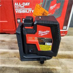 HOUSTON LOCATION - AS-IS (APPEARS LIKE NEW) Milwaukee 3521-21 4V Lithium-Ion Cordless USB Rechargeable Green Beam Cross Line Laser