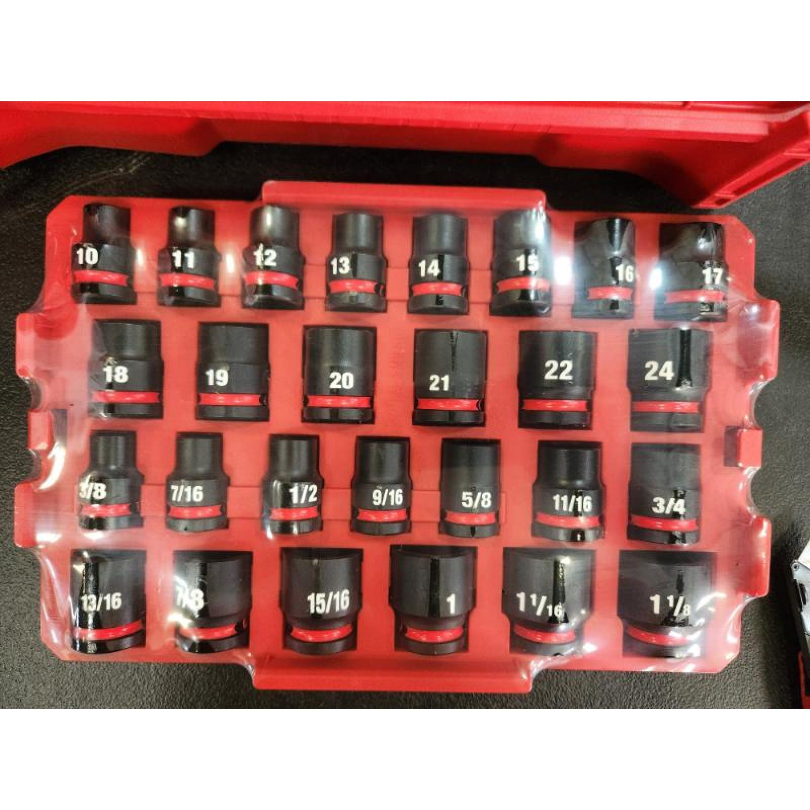 Phoenix NEW Milwaukee SHOCKWAVE Impact-Duty 1/2 in. Drive Metric and SAE Standard Impact PACKOUT Socket Set (27-Piece)