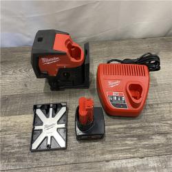AS-IS Milwaukee 12-Volt Lithium-Ion Cordless Green 125 ft. Cross Line and Plumb Points Laser Level Kit