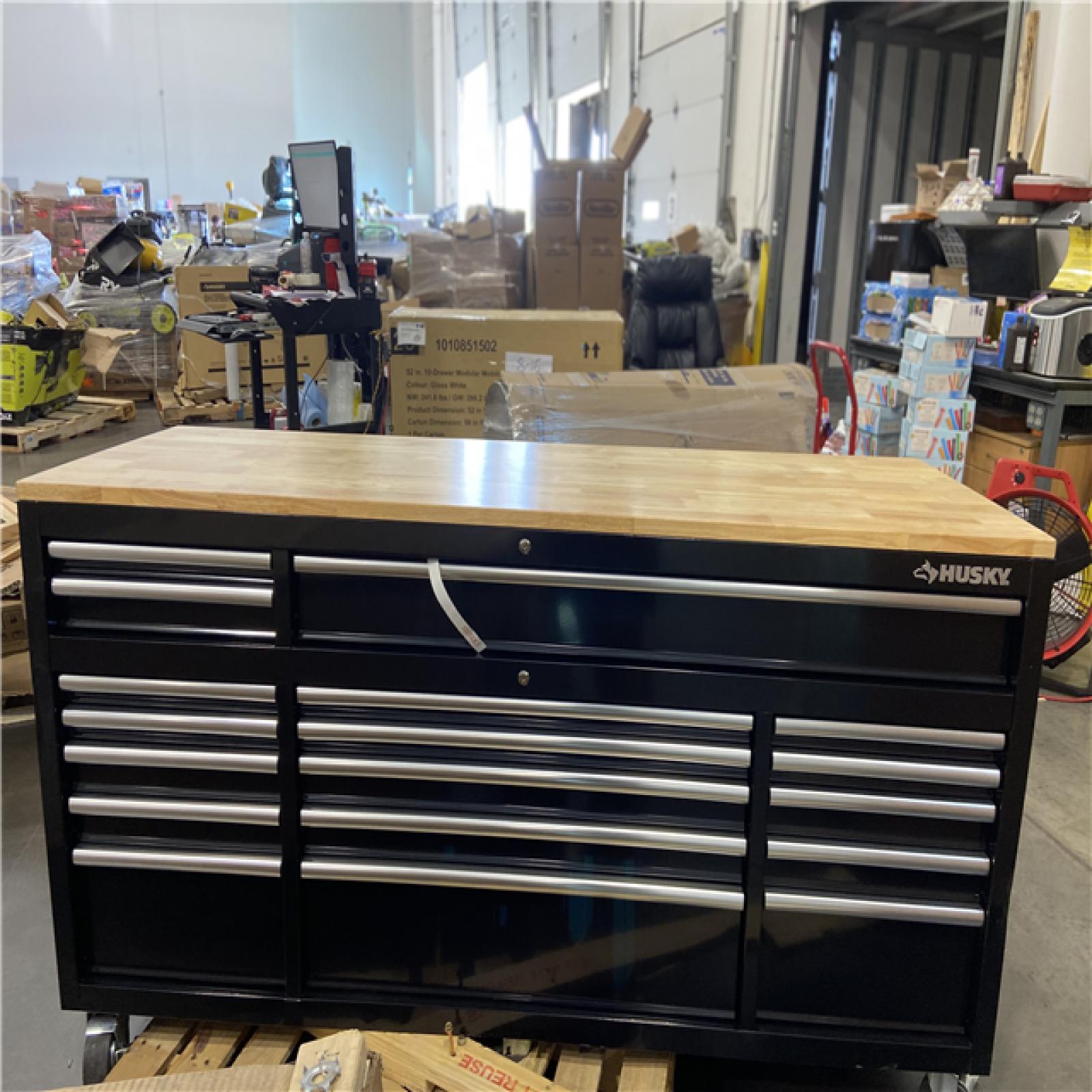 DALLAS LOCATION - Husky Tool Storage 72 in. W Standard Duty Gloss Black Mobile Workbench Tool Chest
