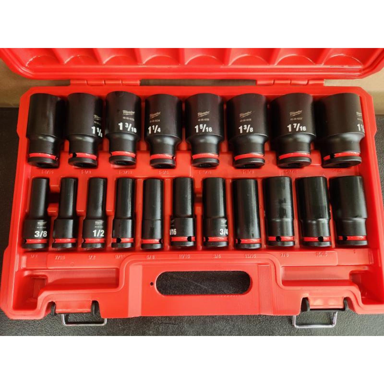 Phoenix NEW Milwaukee SHOCKWAVE 1/2 in. Drive SAE 6 Point Impact Socket Set (19-Piece)