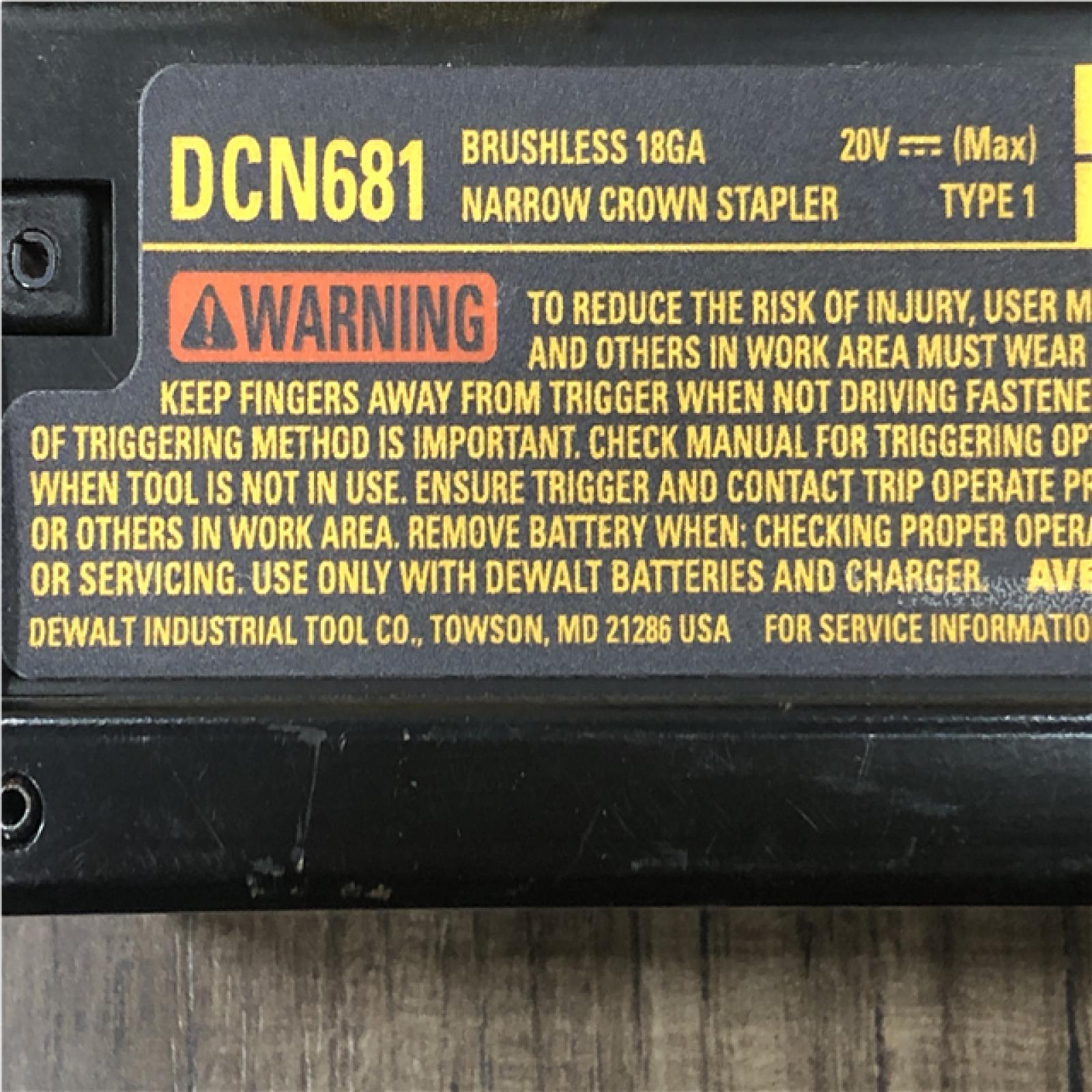AS-IS DEWALT Cordless 18-Gauge Narrow Crown Stapler (Tool Only)