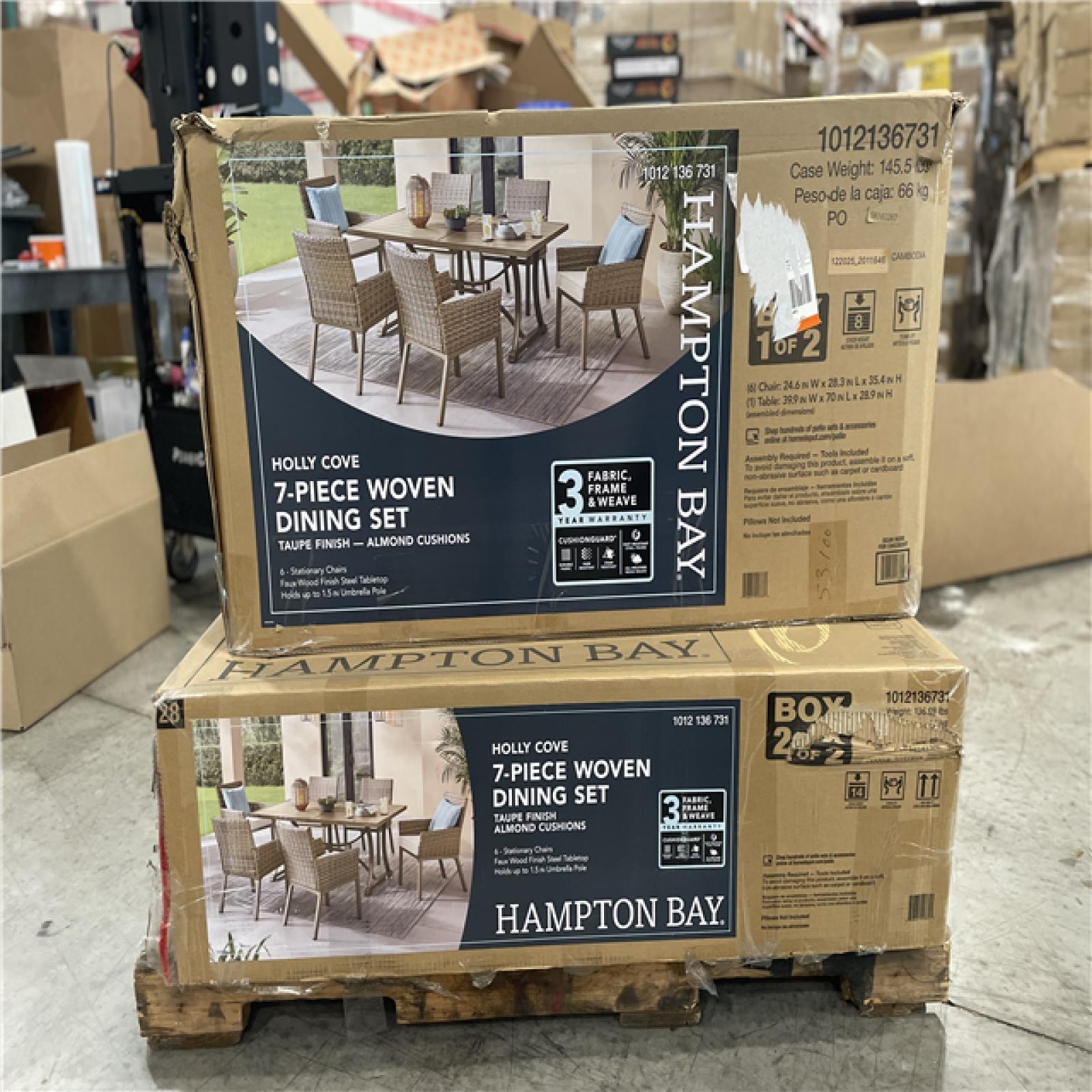 DALLAS LOCATION- Hampton Bay Holly Cove 7-Piece Woven DIning Set