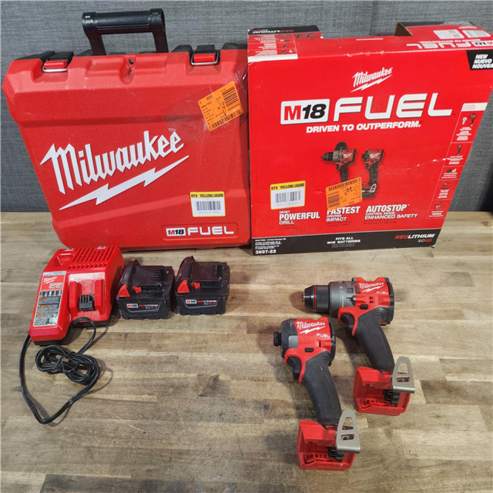HOUSTON LOCATION - AS-IS MILWAUKEE FUEL 18V Lithium-Ion Brushless Cordless Hammer Drill and Impact Driver Combo Kit (2-Tool) with 2 Batteries