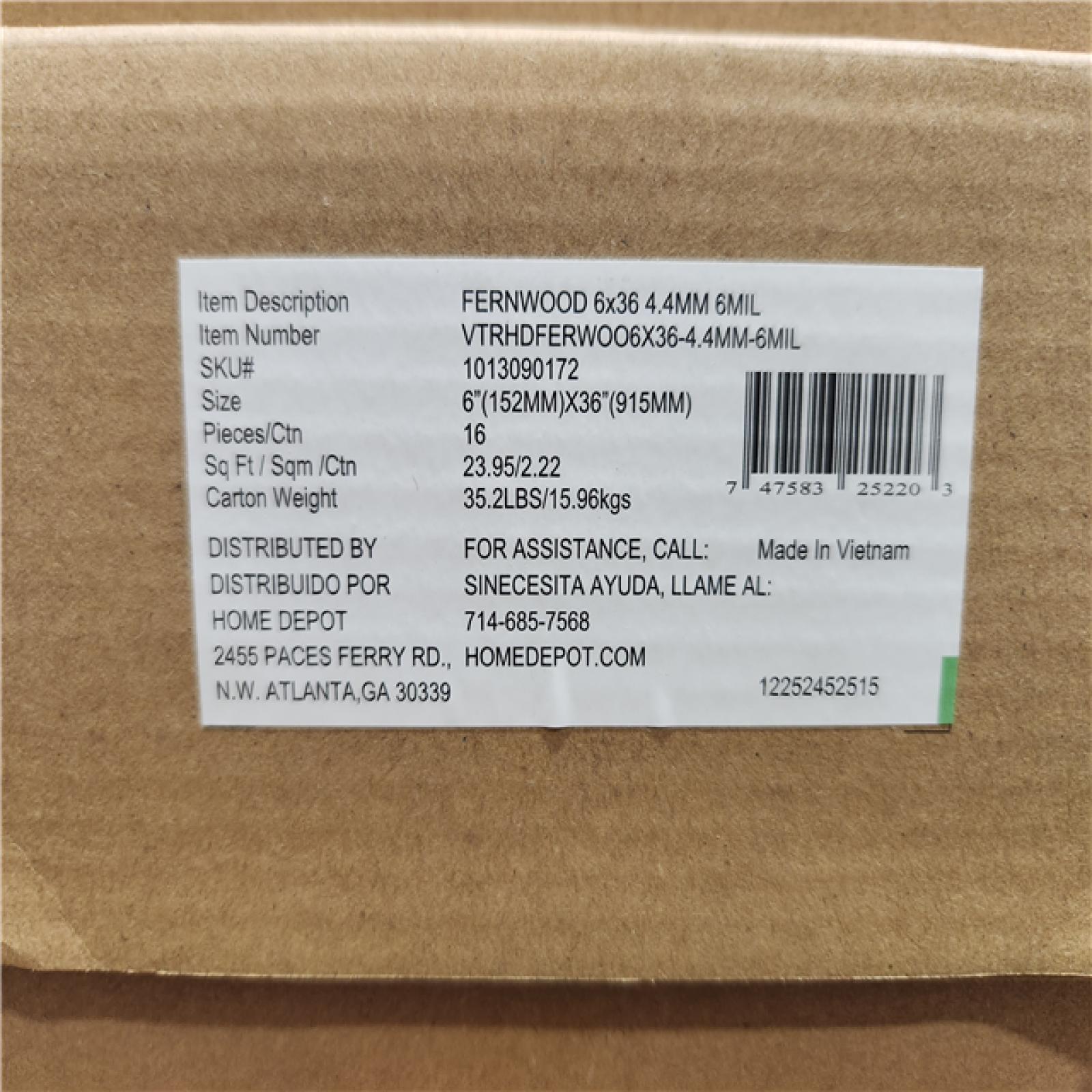L Waterproof Click Lock Rigid CorPhoenix Location TrafficMaster Fernwood 6 MIL x 6 in. W x 36 in. e Luxury Vinyl Plank Flooring (526 sq. ft. 22 Case)
