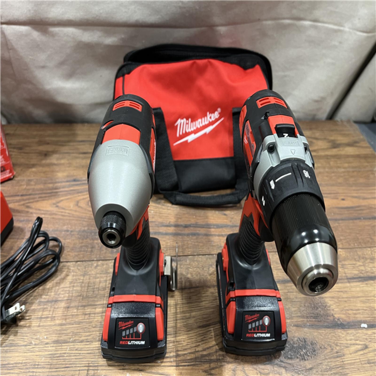 AS-IS Milwaukee M18 18V Cordless Brushed 2 Tool Drill/Driver and Impact Driver Kit