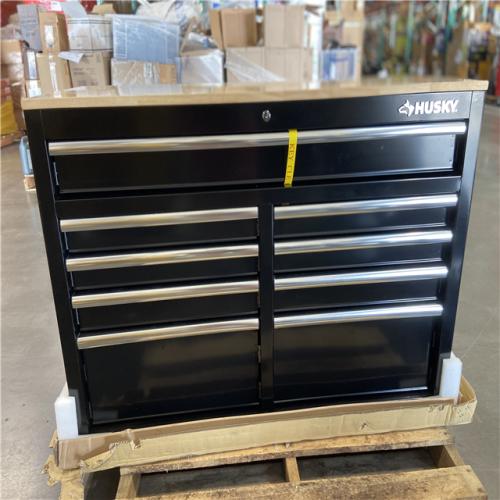 DALLAS LOCATION - Husky Tool Storage 46 in. W x 18 in. D 9-Drawer Mobile Workbench Cabinet in Gloss Black
