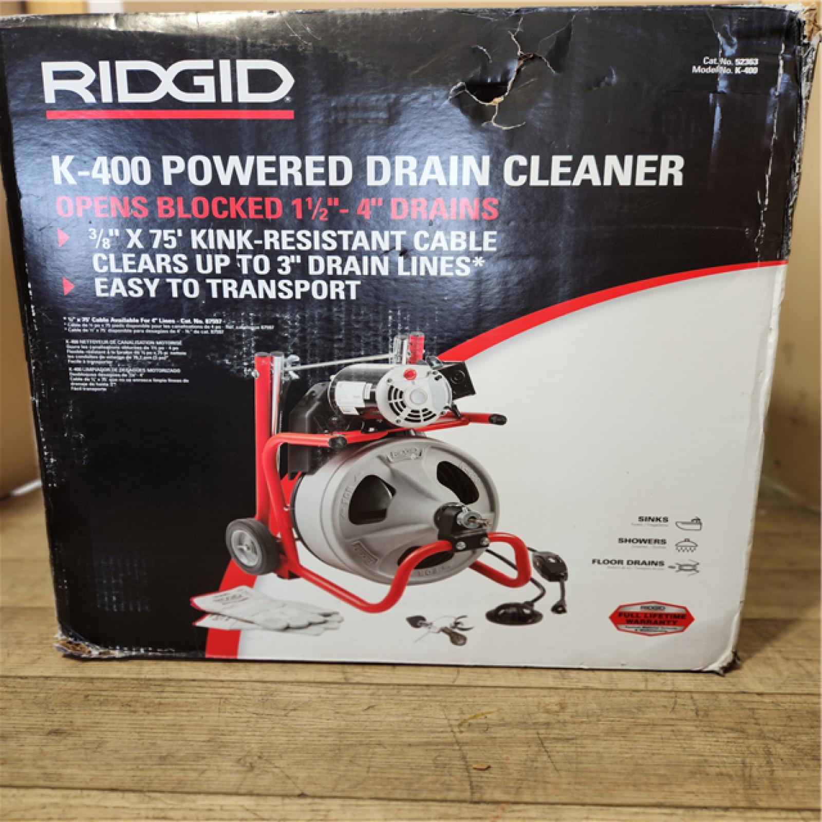 Houston Location - Drain Cleaning Machine: 1-1/2 in to 4 in Drain Line I.D. Size Range, 100 Ft Max. - Appears In LIKE NEW Condition
