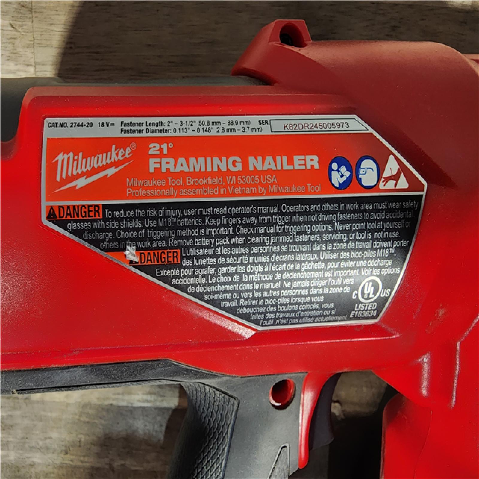 HOUSTON LOCATION - AS-IS Milwaukee 2744-20 M18 FUEL 3-1/2 in. 18-Volt 21-Degree Lithium-Ion Brushless Cordless Framing Nailer (Tool-Only)