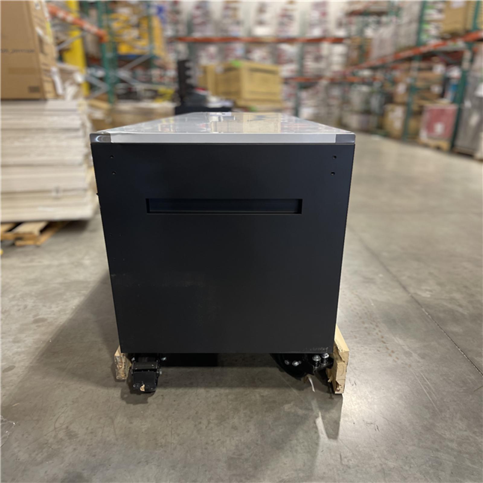 DALLAS LOCATION- AS-IS Husky 96 in. W x 24 in. D 16-Drawer Heavy-Duty Mobile Workbench with Stainless Steel Top in Matte Black