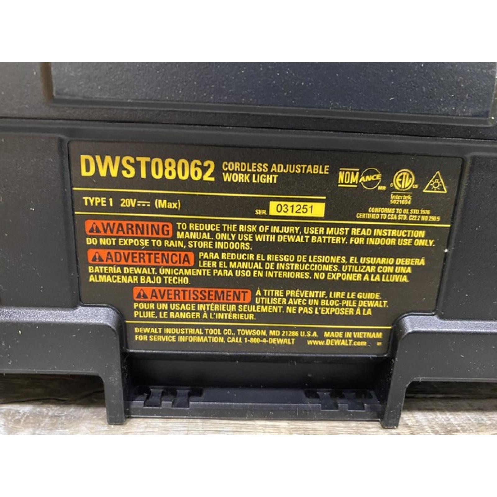 AS-IS DEWALT Tough System 2.0 Flex Volt 20V/60V Cordless LED Adjustable Work Light