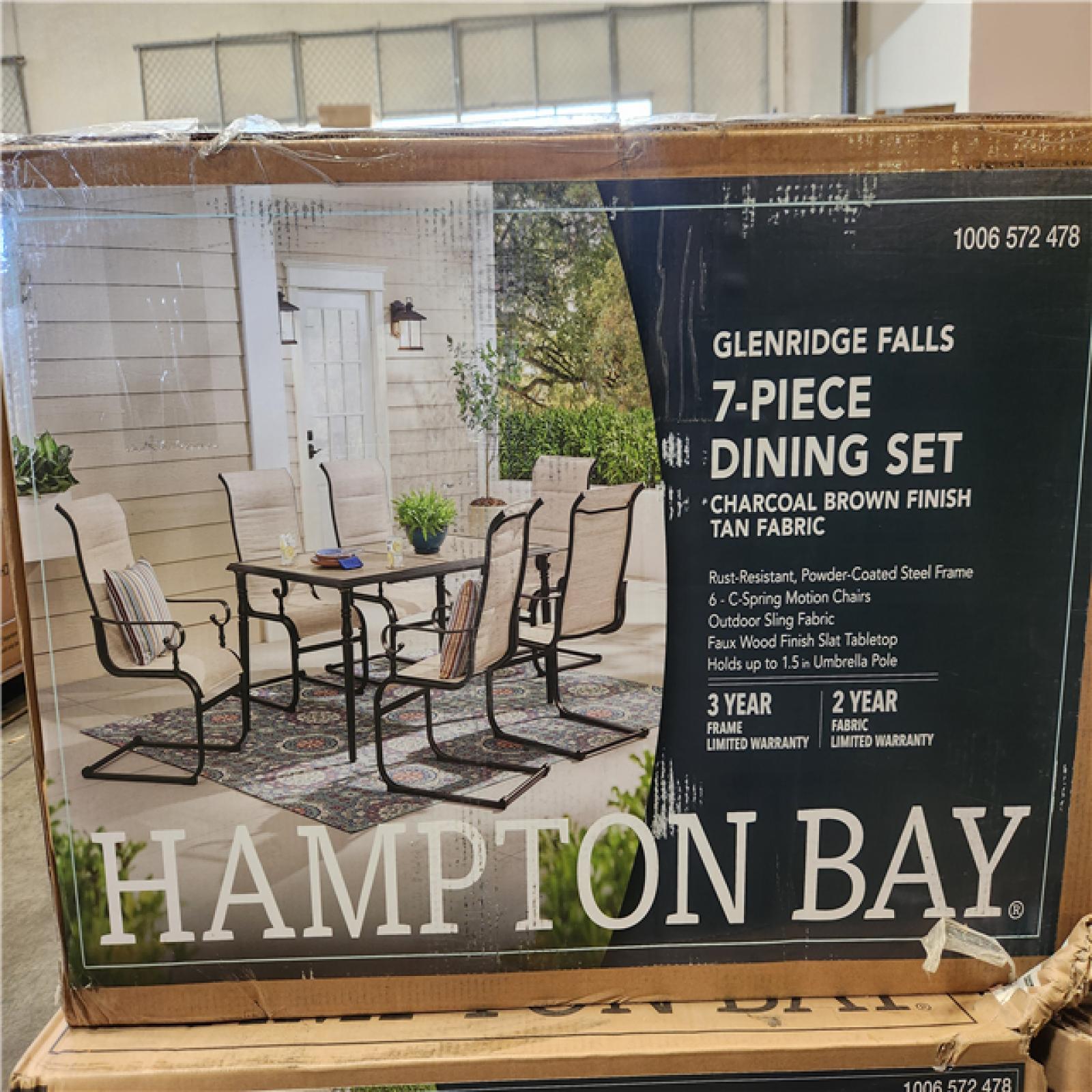 Phoenix LIKE NEW Hampton Bay Glenridge Falls 7-Piece Metal Padded Sling Rectangular Outdoor Dining Set in Putty Beige