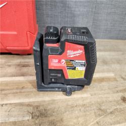 HOUSTON LOCATION - AS-IS Milwaukee Green 100 ft. Cross Line and Plumb Points Rechargeable Laser Level Kit