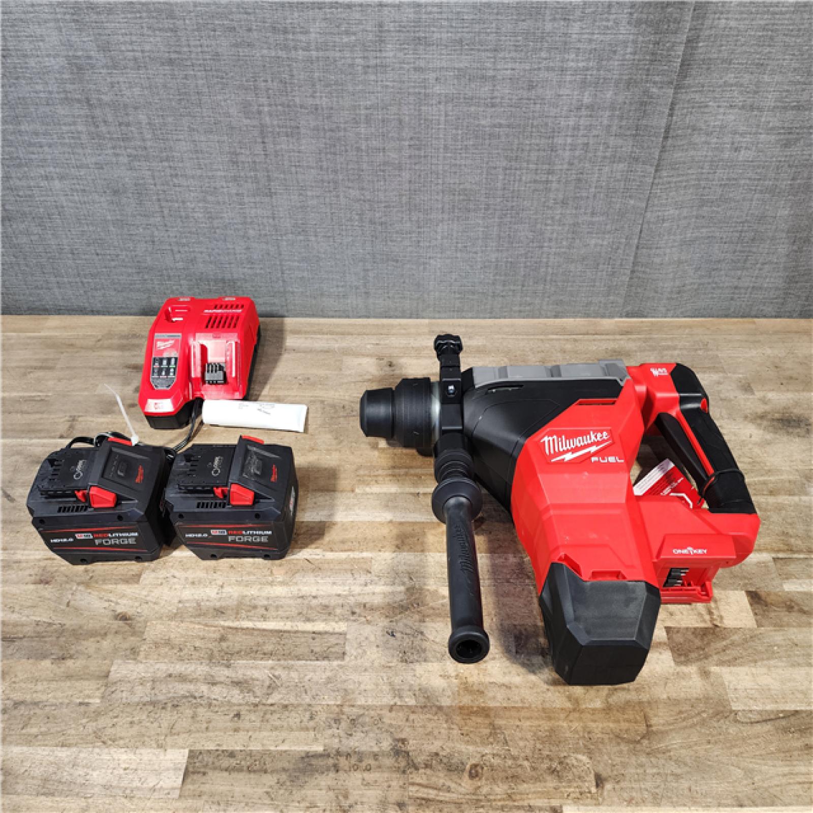 HOUSTON LOCATION - AS-IS (APPEARS LIKE NEW) Milwaukee M18 FUEL ONE-KEY 18V Lithium-Ion Brushless Cordless 1-3/4 in. SDS-MAX Rotary Hammer with Two 12.0 Ah Battery