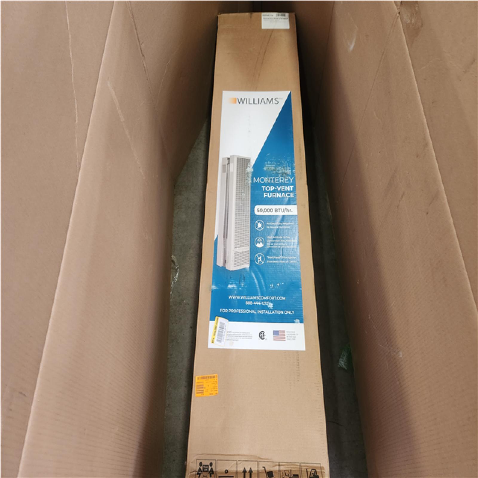 Phoenix NEW Williams Monterey Top-Vent Wall Heater 50,000 BTUH, 70% AFUE, Natural Gas