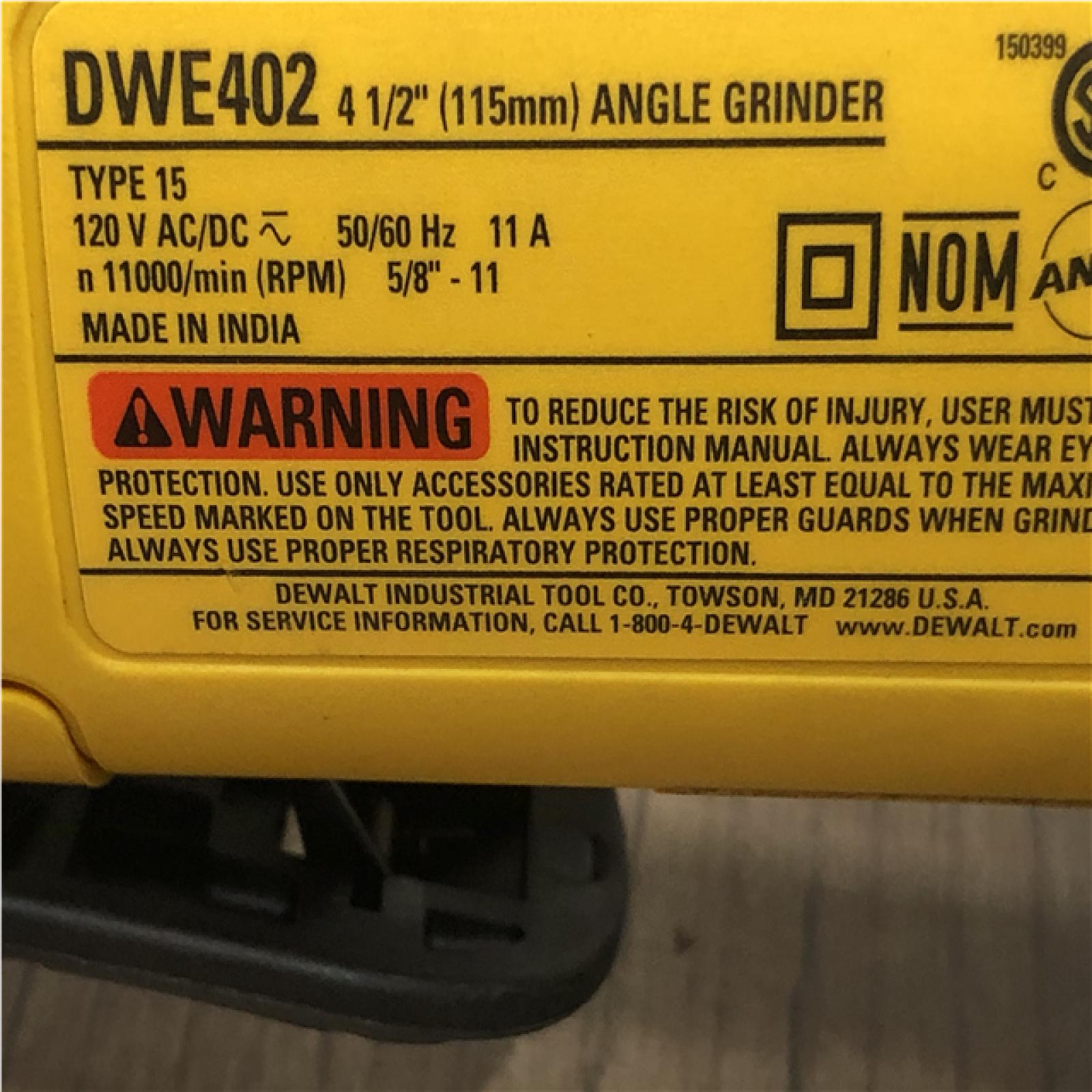AS-IS DEWALT 11 Amp Corded 4.5 in. Small Angle Grinder