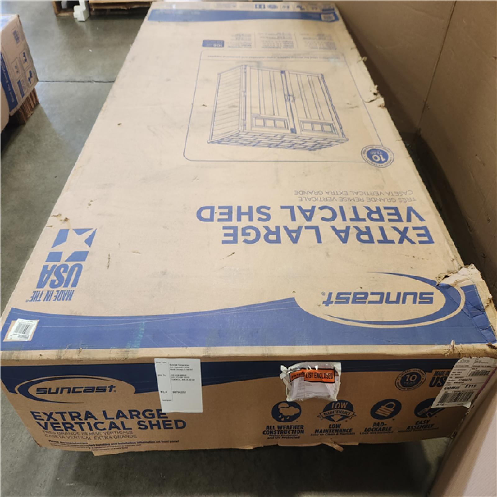 Phoenix NEW Suncast 5 ft. 10.5 in. W x 3 ft. 8.25 in. D x 6 ft. 5.5 in. H XL Plastic Resin Vertical Storage Shed in Peppercorn (Gray)