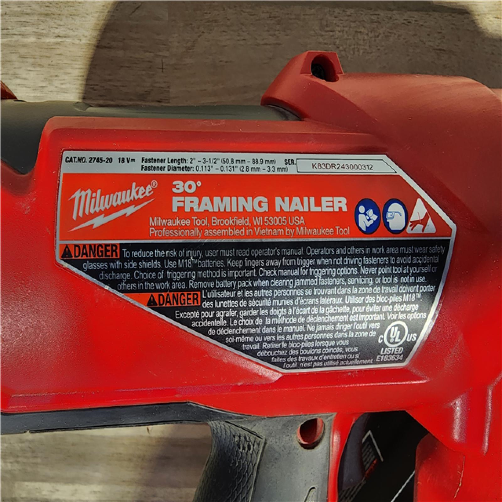 HOUSTON LOCATION - AS-IS M18 FUEL 3-1/2 in. 18-Volt 30-Degree Lithium-Ion Brushless Cordless Framing Nailer (Tool-Only)