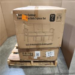 Phoenix NEW Halmuz 6-Piece Aluminum Patio Conversation Set with Armrest  55000 BTU Firepit Table and Grey Cushions