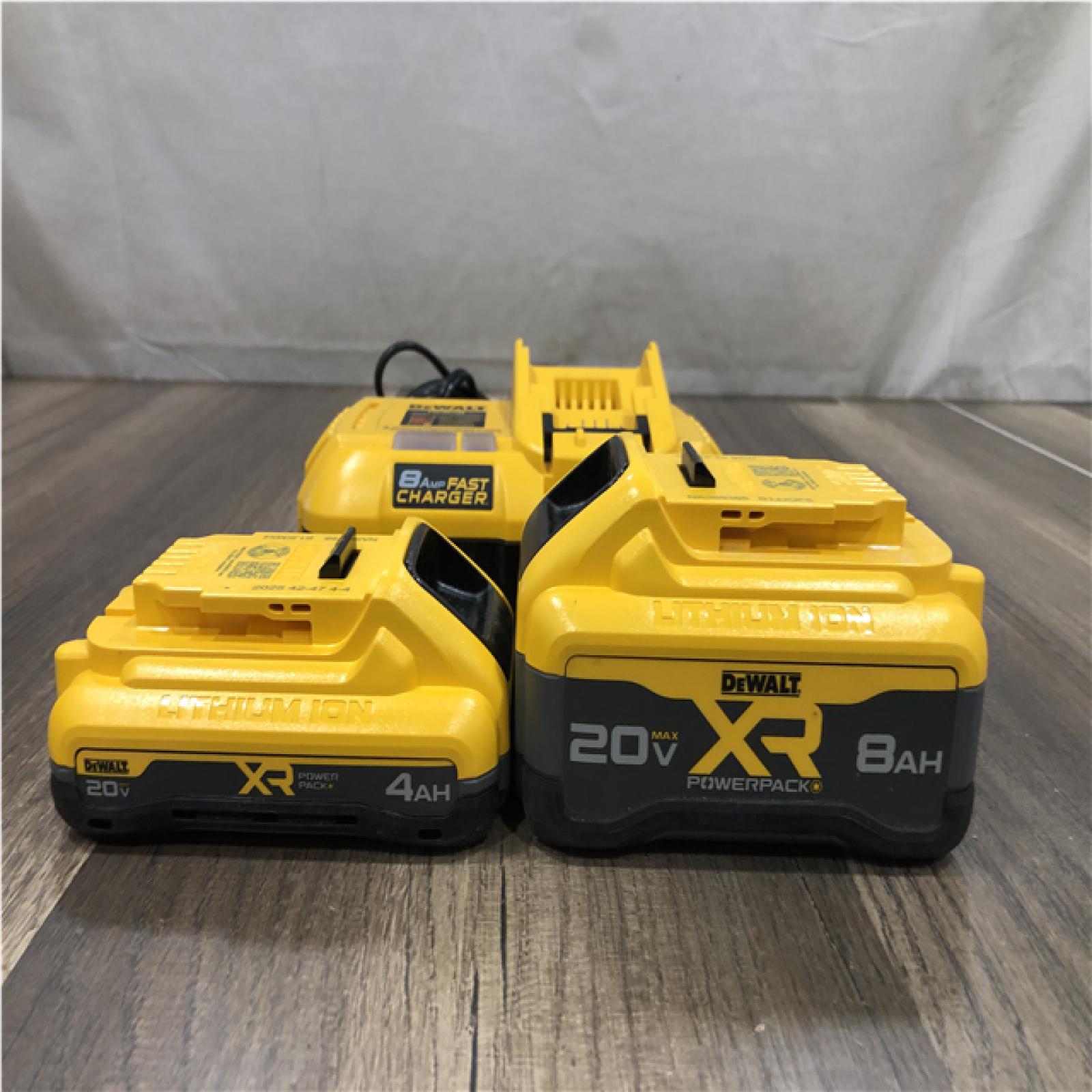 AS-IS DEWALT 20V XR Lithium-Ion Starter Pack with 8.0 Ah and 4.0 Ah Battery Packs and Charger