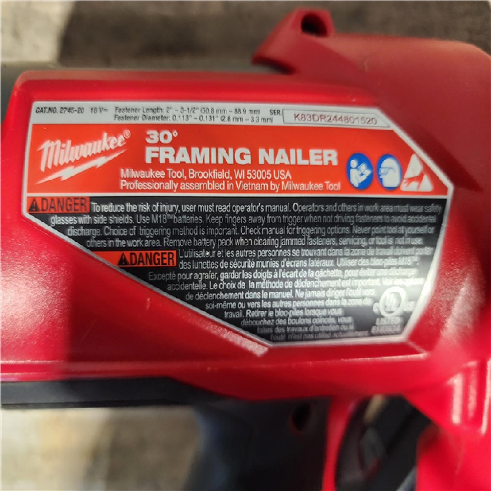HOUSTON LOCATION - AS-IS Milwaukee M18 FUEL 30 Degree Framing Nailer (TOOL ONLY)