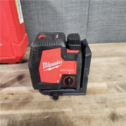 HOUSTON LOCATION - AS-IS Milwaukee-3522-21 Green Beam Laser Cross Line Plumb Point USB Rechargeable