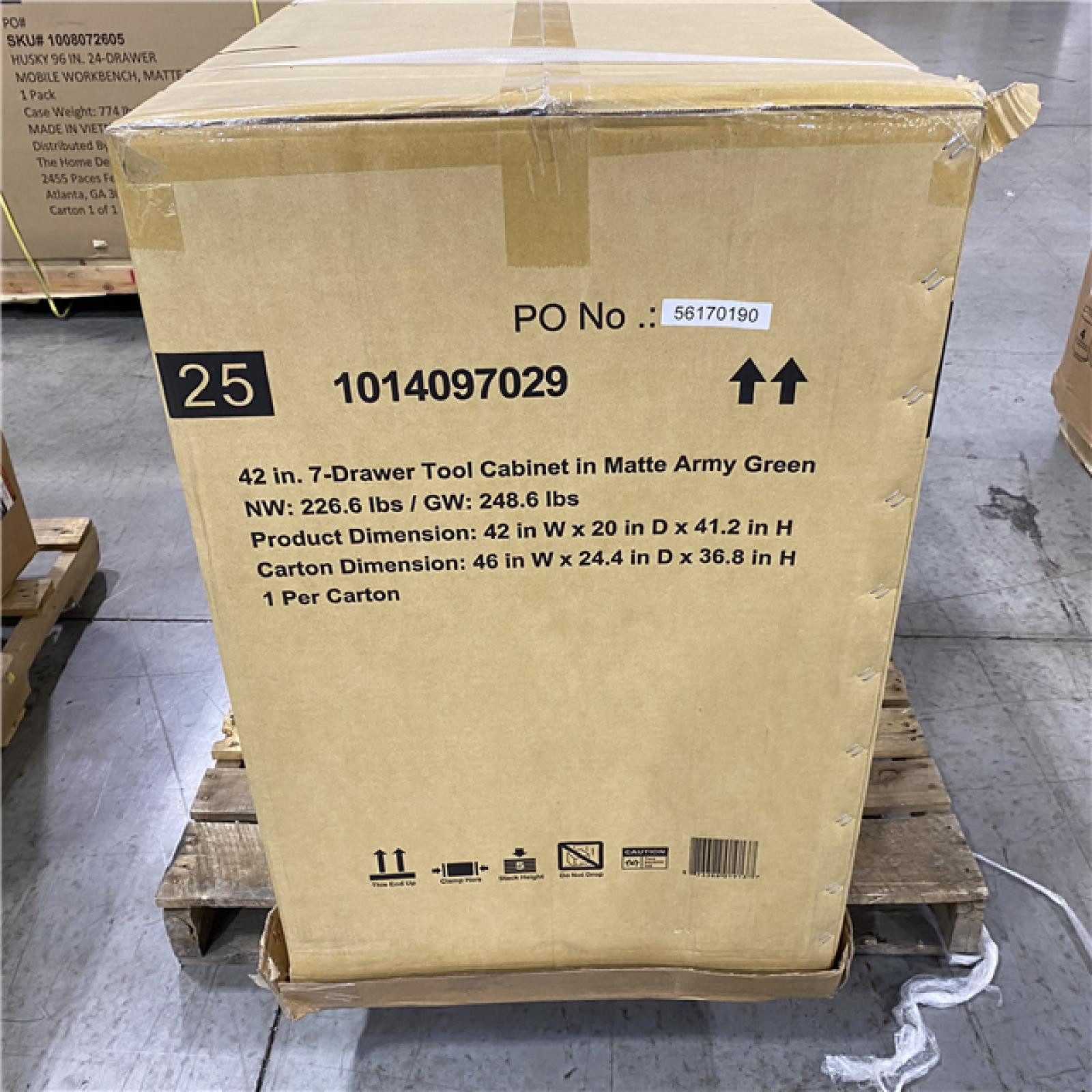 DALLAS LOCATION -  Husky Heavy-Duty 42 in. W 7-Drawer Matte Army Green Rolling Tool Cabinet