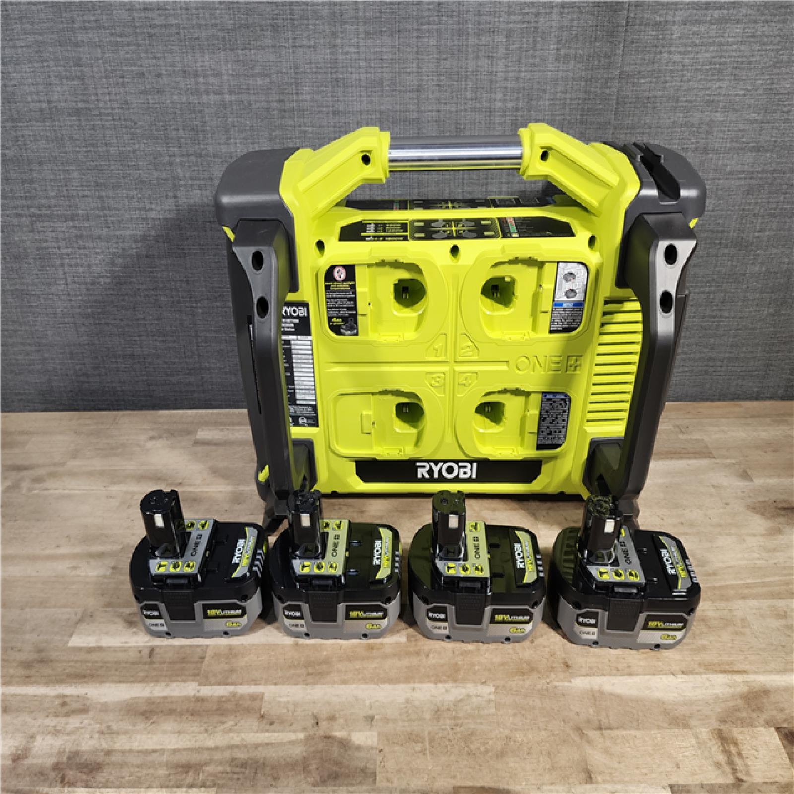 HOUSTON LOCATION - AS-IS RYOBI ONE+ 1800-Watt Power Station Battery Inverter Push Button Battery Generator/8-Port Charger with (4) 6.0 Ah Batteries