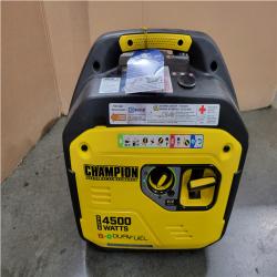 CALIFORNIA AS-IS CHAMPION 4500/3500-Watt Electric Start Gasoline/Propane Powered Dual Fuel Inverter Generator with Quiet Technology and CO Shield