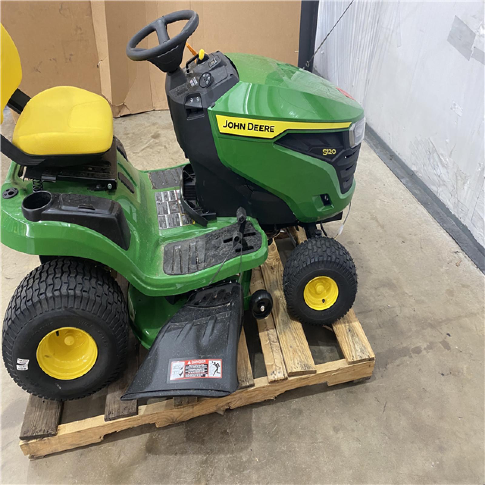 Houston Location - AS-IS Outdoor Power Equipment JOHN DEERE S120 SIT SOWN MOWER