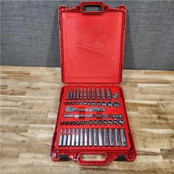 HOUSTON LOCATION - AS - IS Milwaukee 3/8 in. Drive SAE/Metric Ratchet and Socket Mechanics Tool Set (56-Piece)