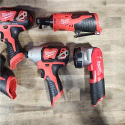 HOUSTON LOCATION - AS-IS (APPEARS LIKE NEW) MILWAUKEE M12 12V Lithium-Ion Cordless Combo Kit (5-Tool) with Two 1.5Ah Batteries, Charger & Tool Bag
