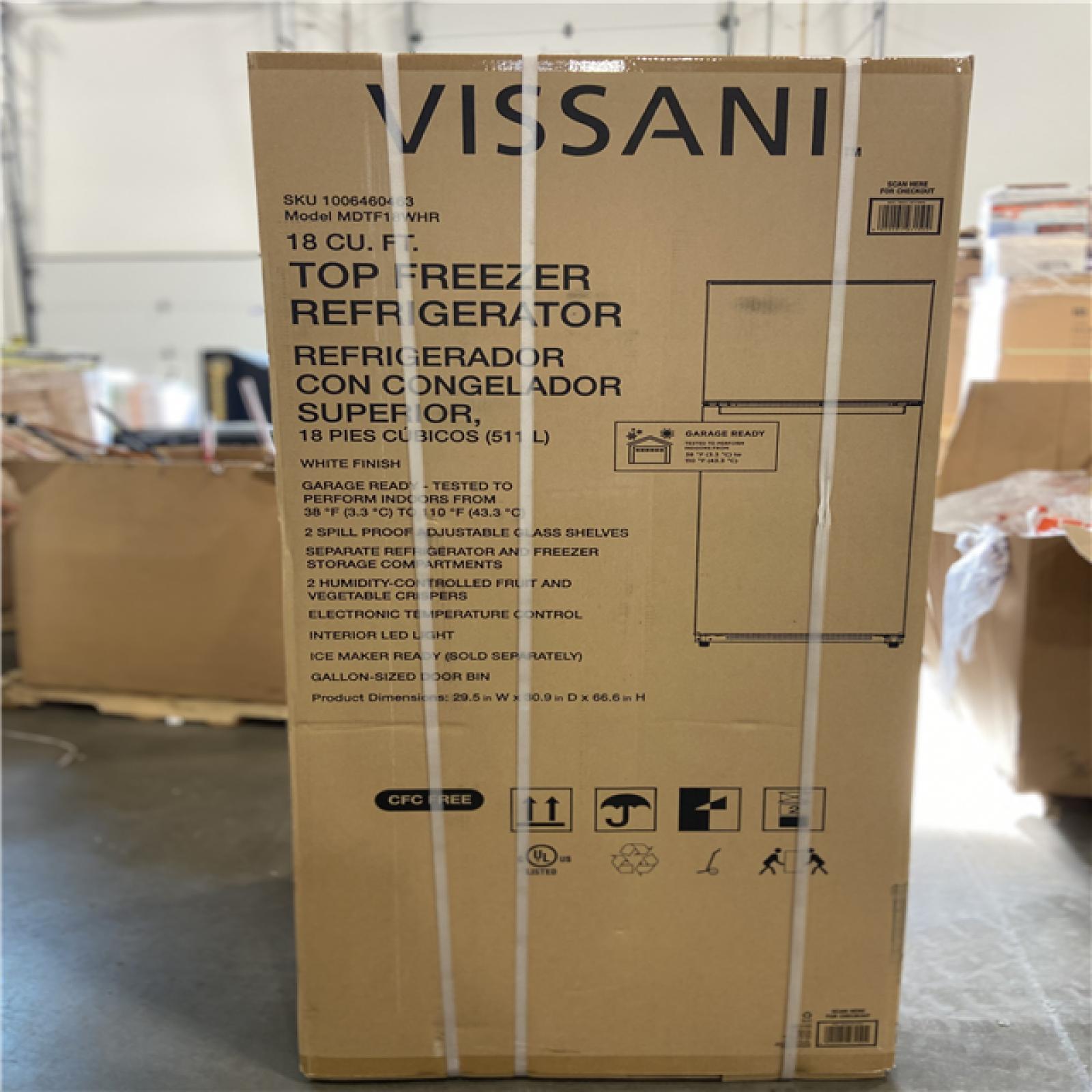 DALLAS LOCATION - Vissani 18 cu. ft. Top Freezer Refrigerator DOE in White