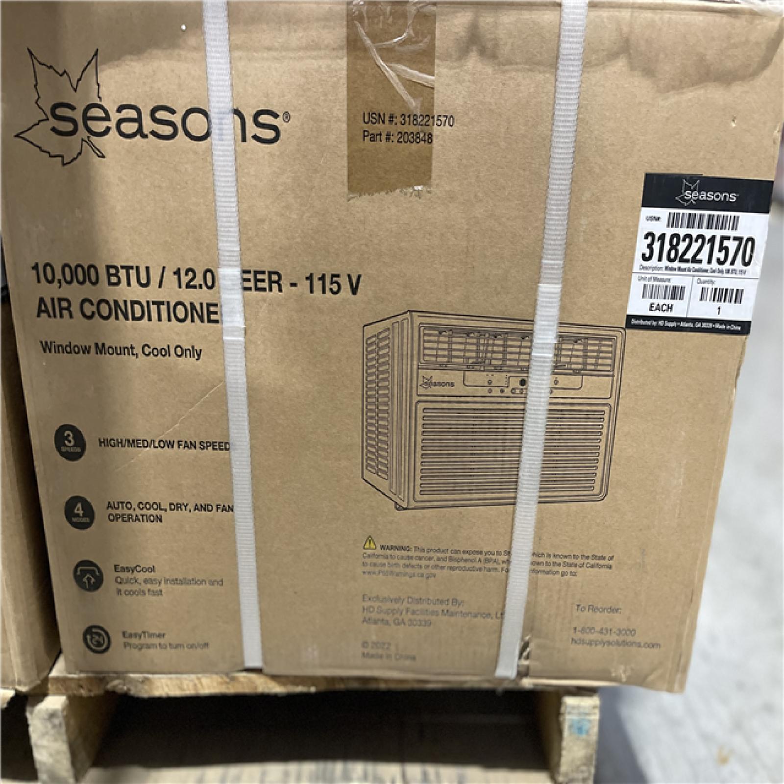 DALLAS LOCATION - SEASONS 10 000 BTU AIR CONDITIONER PALLET-(12 UNITS)
