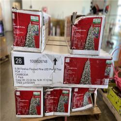 DALLAS LOCATION - Home Accents Holiday 6.5 ft. Festive Mixed Pine Flocked LED Pre-Lit Artificial Christmas Tree T11 - Total Value - $639.84