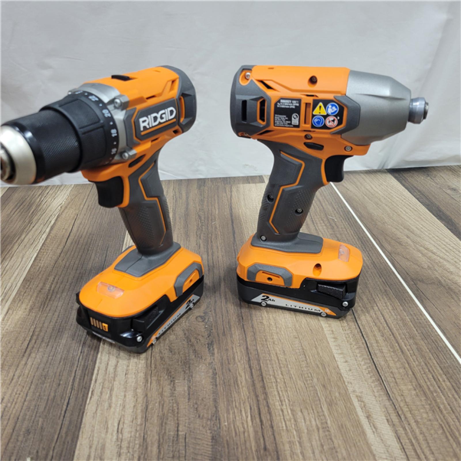 GOOD RIDGID 18v 2 Tool Combo Kit 1/2 Drill/Driver 1/4 Impact Driver