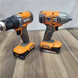 GOOD RIDGID 18v 2 Tool Combo Kit 1/2 Drill/Driver 1/4 Impact Driver