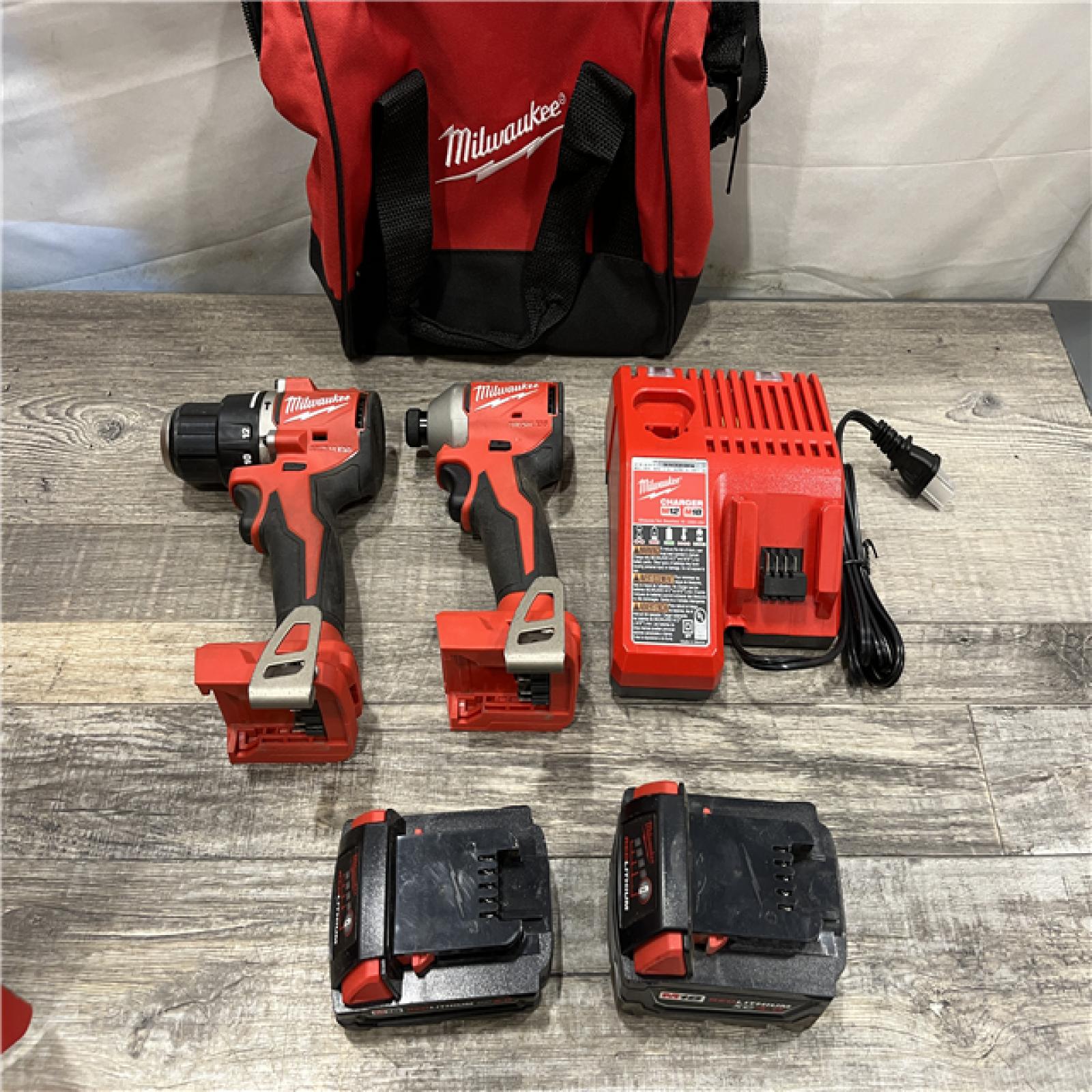 AS-IS Milwaukee 18-Volt Lithium-Ion Brushless Cordless Compact Hammer Drill/Impact Combo Kit