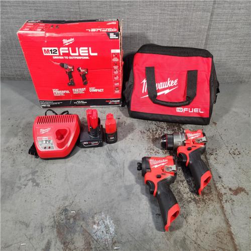 HOUSTON LOCATION - AS-IS Milwaukee 3497-22 12V Brushless Hammer Drill and Impact Driver Combo Kit