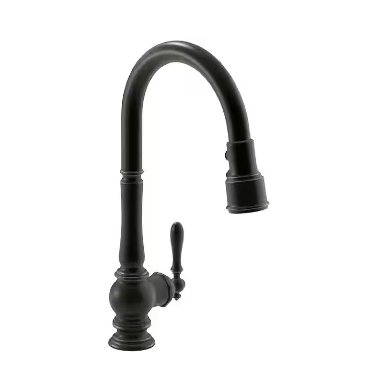DALLAS LOCATION - KOHLER Artifacts Single-Handle Pull-Down Sprayer Kitchen Faucet in Oil Rubbed Bronze (2) -(1 Chrome) PALLET