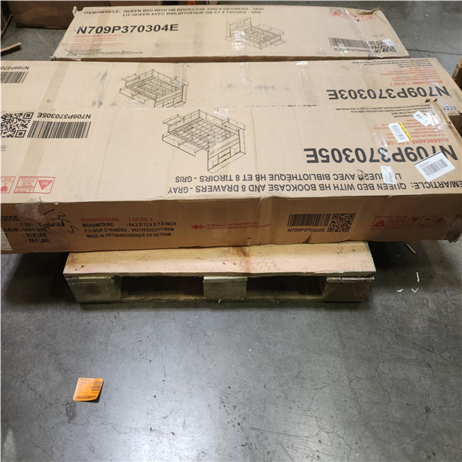 Phoenix LIKE NEW Polibi Gray Wood Frame Queen Size Platform Bed with Storage Headboard and 8 Drawers