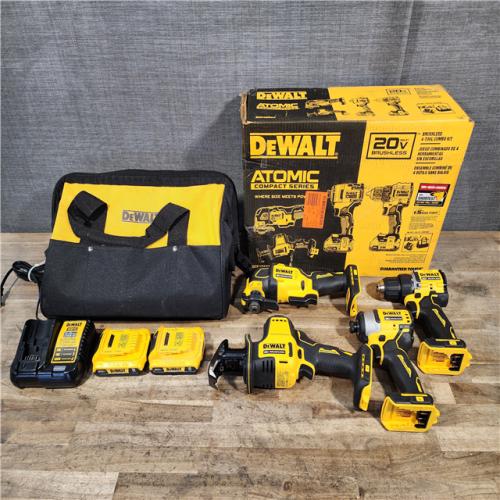 HOUSTON LOCATION - AS-IS DEWALT ATOMIC 20-Volt Lithium-Ion Cordless Brushless Combo Kit (4-Tool)