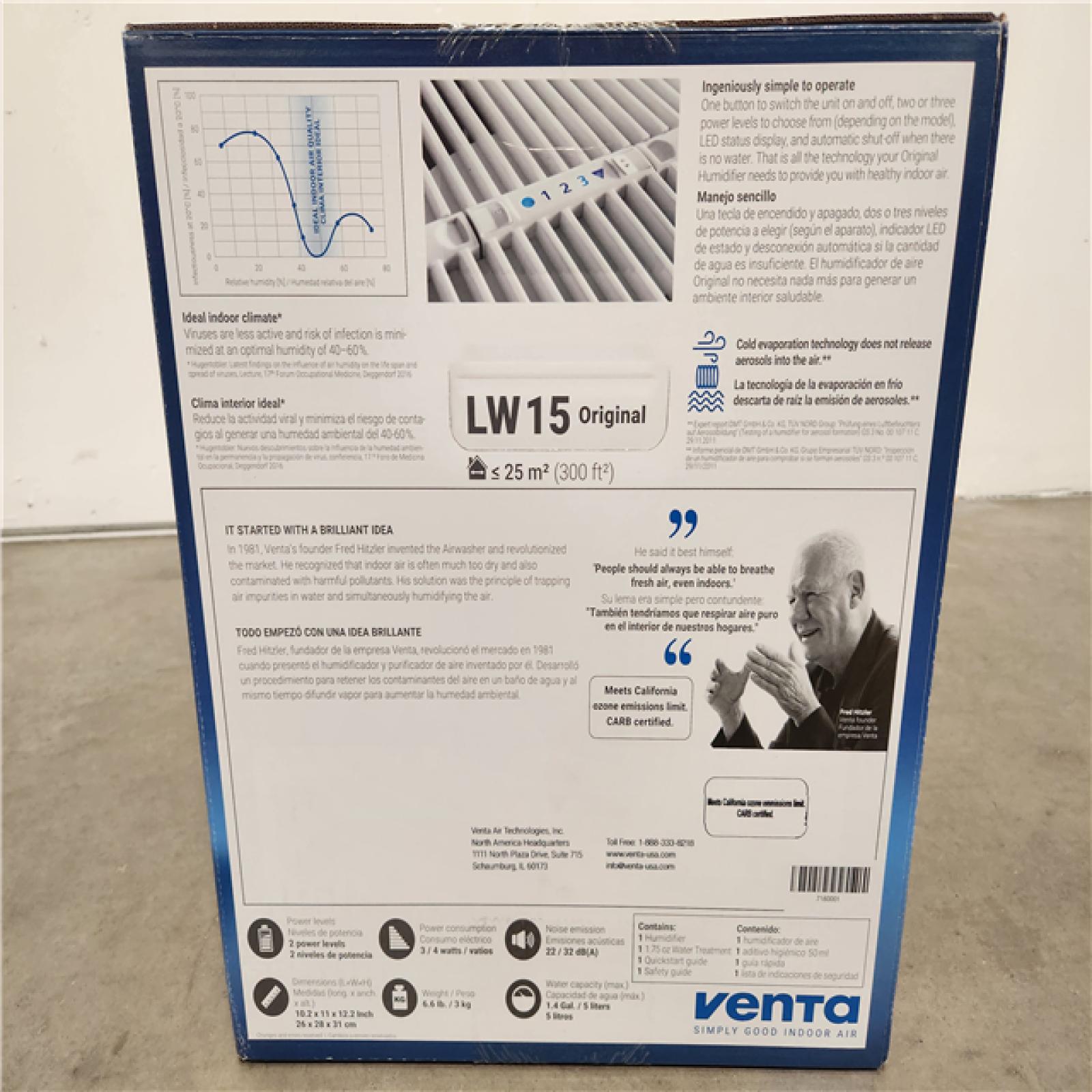 Phoenix Location NEW Venta LW15 Original Evaporative Humidifier, Black, Up to 300 sq. ft. 7015436