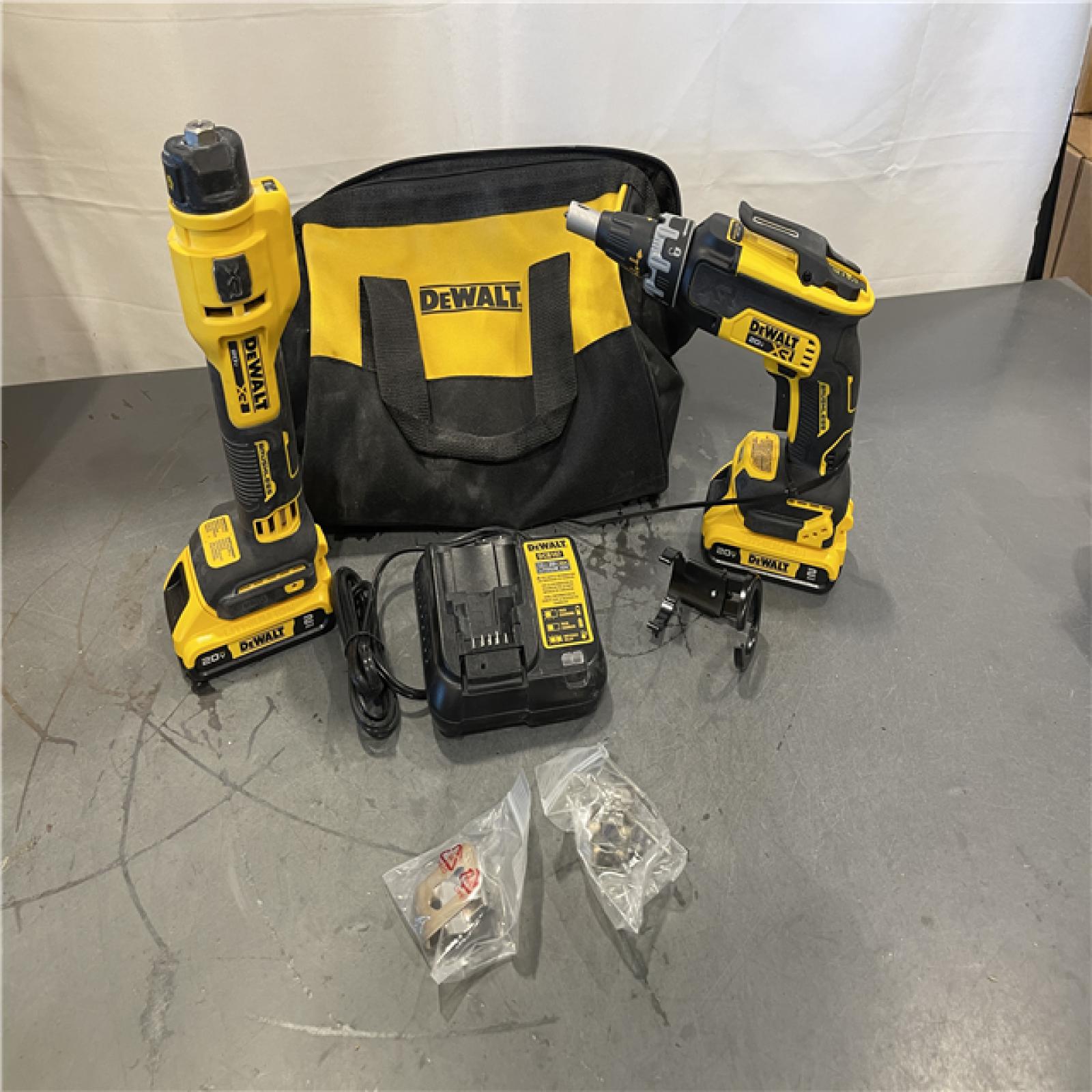 AS-IS - DEWALT 20-Volt Lithium-Ion Cordless Brushless Screwgun and Cut-Out Combo Kit
