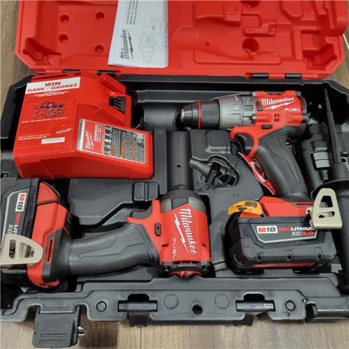 AS-IS MILWAUKEE M18 FUEL 18V Lithium-Ion Brushless Cordless Hammer Drill and Impact Driver Combo Kit (2-Tool) with 2 Batteries