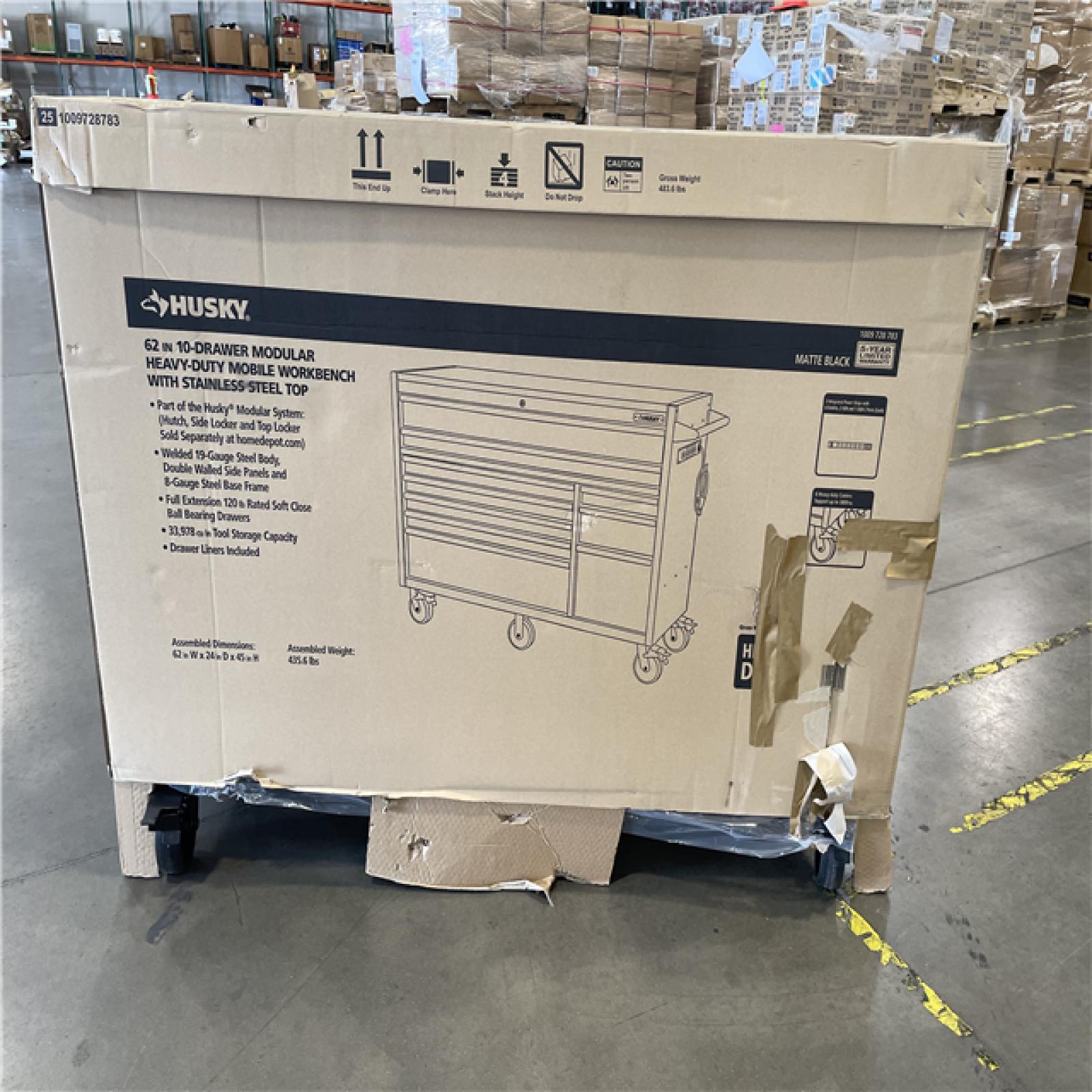DALLAS LOCATION - AS-IS HUSKY 62IN 10DRAWER WORKBENCH MATTE BLACK
