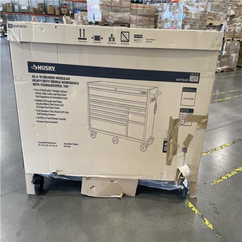 DALLAS LOCATION - AS-IS HUSKY 62IN 10DRAWER WORKBENCH MATTE BLACK
