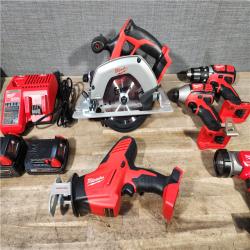 HOUSTON LOCATION - AS-IS M18 18V Lithium-Ion Cordless Combo Kit (5-Tool) with (1) 3.0Ah and (1) 1.5Ah Battery, (1) Charger, (1) Tool Bag